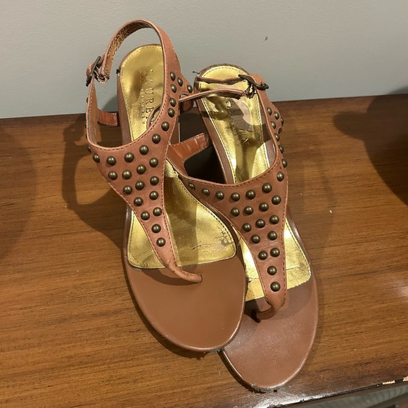 Ralph Lauren Brown Studded Heels - Picture 2 of 3